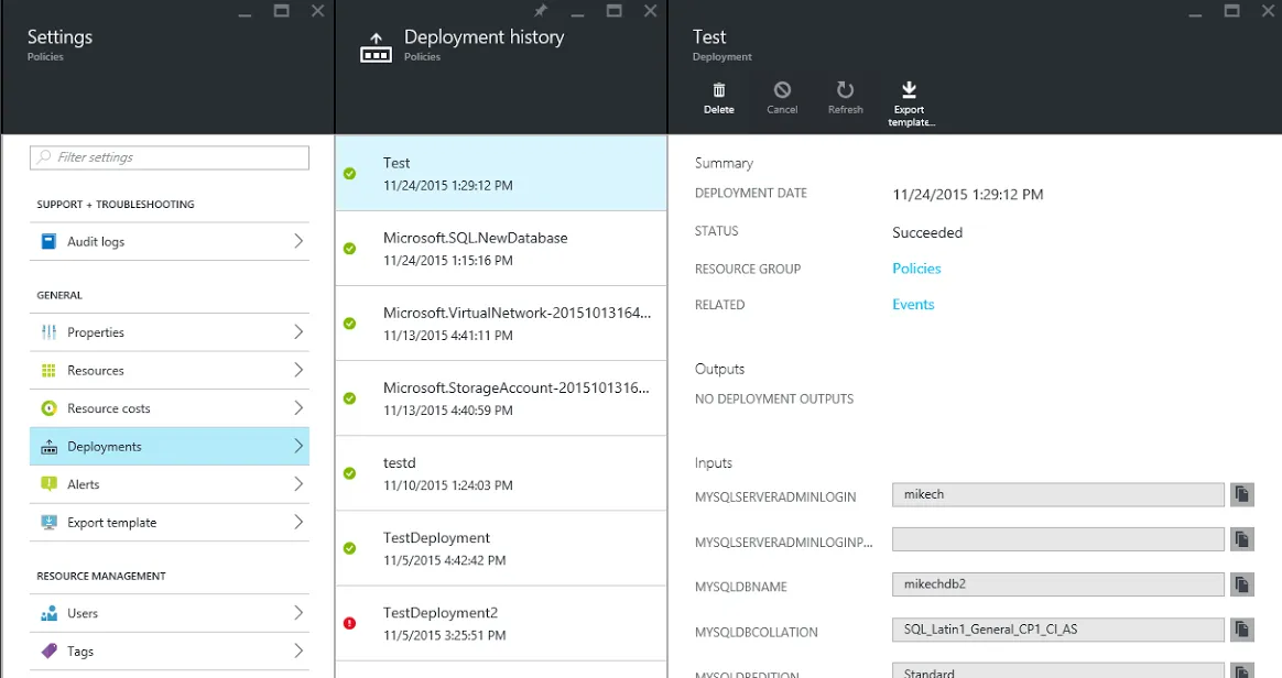 Azure Resource Manager内的范本汇出功能