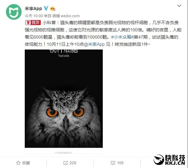 小米新一代摄像机曝光：猫头鹰般超强夜视