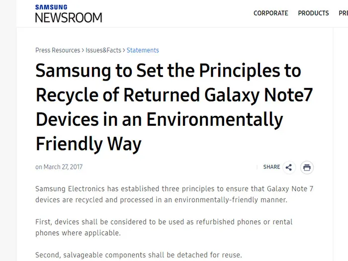 为了保护环境，三星计划提供基于Galaxy Note7的官翻版手机