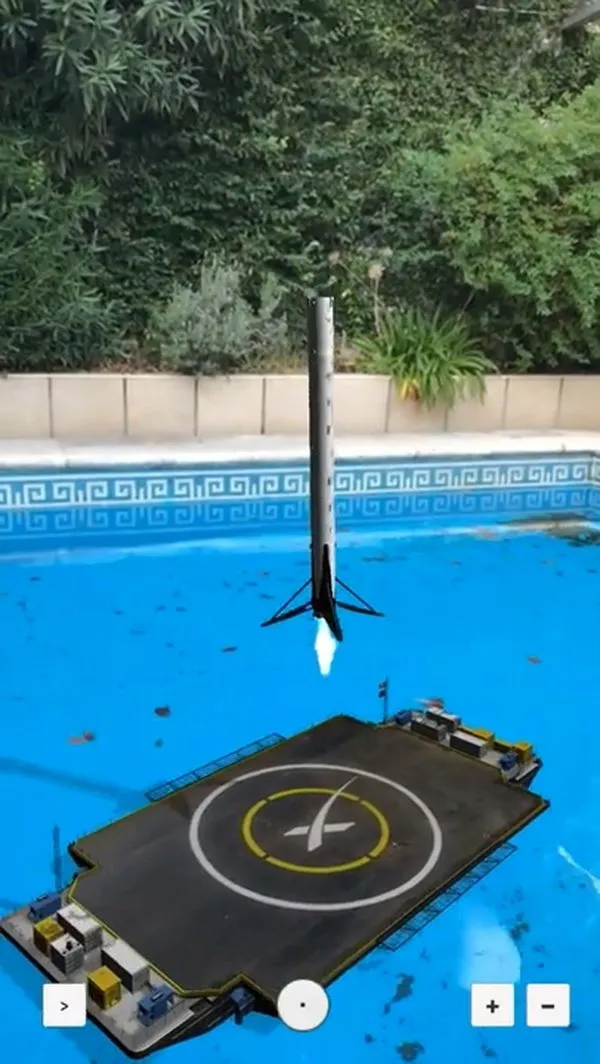 苹果ARKit演示：看猎鹰9号火箭成功回收到你的泳池