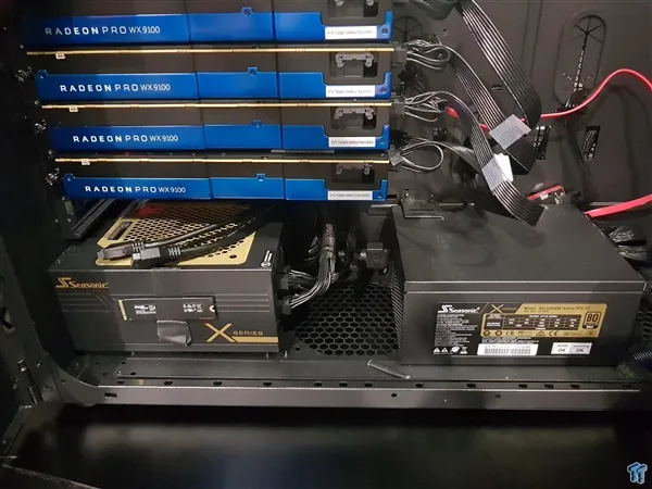 AMD展示WX 9100四卡装机：居然要2台1250W电源镇压