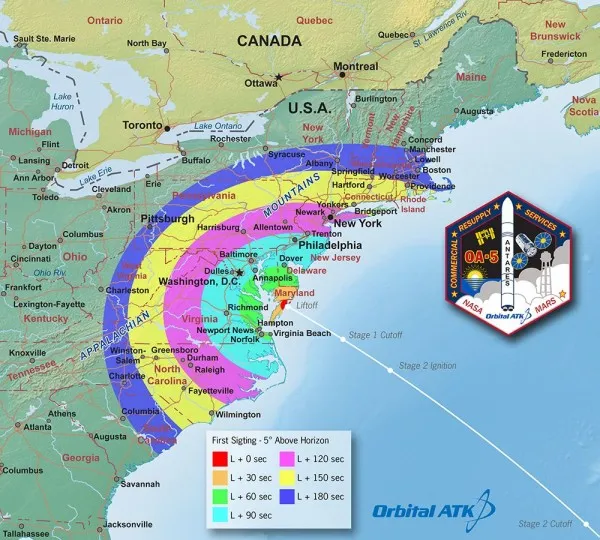 Orbital ATK Antares火箭发射时间延期至10月17日晚