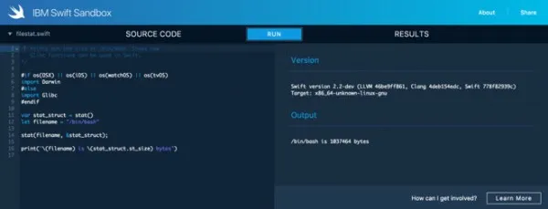 IBM推Swift Sandbox网页工具 可直接编写Swift代码