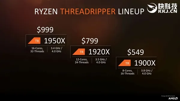 AMD Ryzen ThreadRipper正式发布：16/12/8核心全都有 性价比残暴