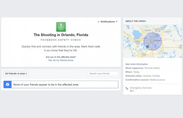奥兰多枪击事件让Facebook在美首次启用Safety Check