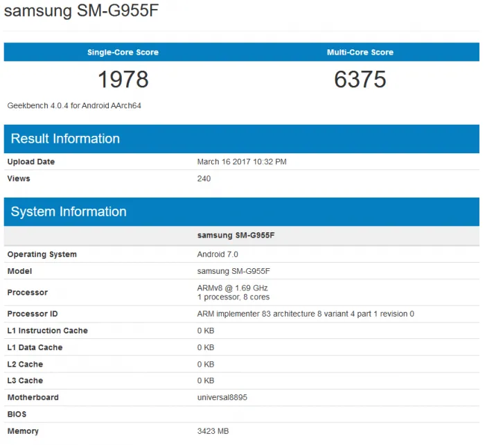 Galaxy S8+跑分出炉:Exynos 8895略优于骁龙835