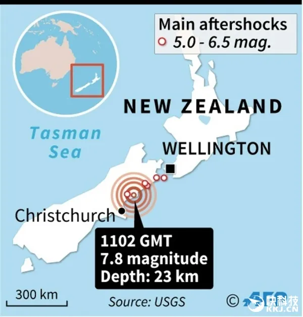 新西兰7.8级巨震现场：道路撕裂、一片狼藉