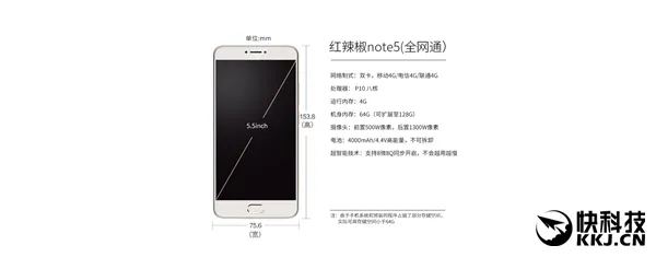 抄哭魅蓝Note 5！小辣椒发布红辣椒Note 5