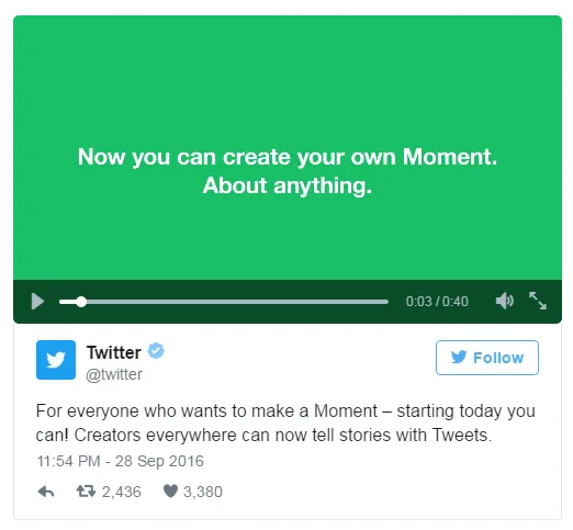 Twitter现在允许所有用户创建Moments内容