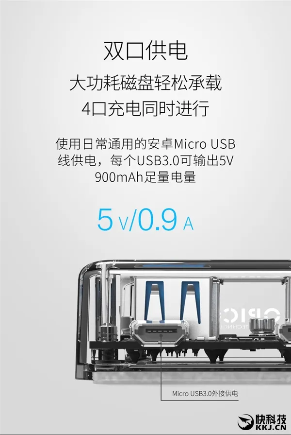 Orico首创全透明配件：USB 3.0接线器也这么赤果果