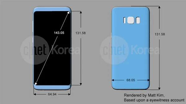 三星Galaxy S8最新渲染图曝光 高屏占比惊艳