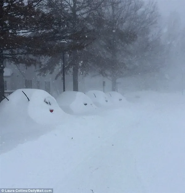 暴风雪袭击美国：积雪过腰 车被“埋”了