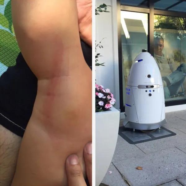 [图]商场保安机器人推倒小男孩并从腿部轧过