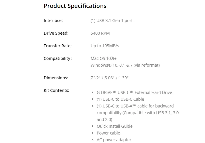 新Macbook Pro救星，西数推出G-Drive USB-C大容量外置硬盘