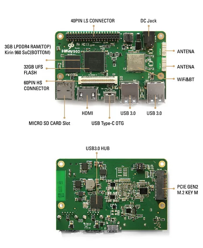 华为麒麟960处理器的开发板来了：32GB UFS闪存，售价240美元