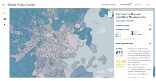 谷歌Project Sunroof：查询邻居是否安装太阳能面板