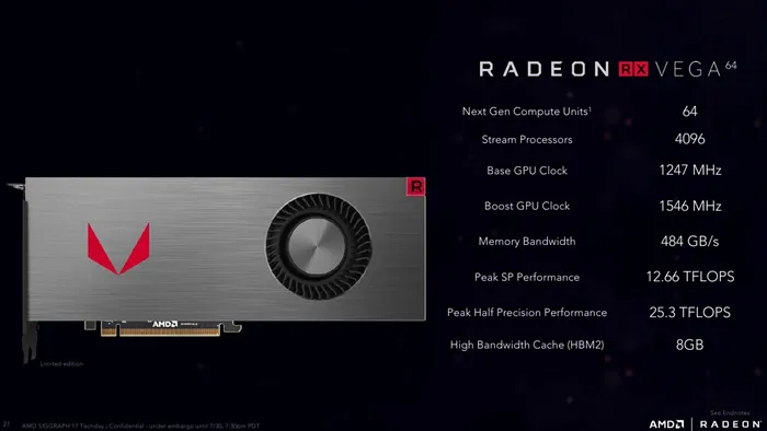 AMD正式发布RX VEGA 64、VEGA 56显卡：新GPU之王，399美元起