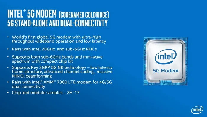 Intel推出了全球第二款5G调制解调器：同时支持6GHz、毫米波