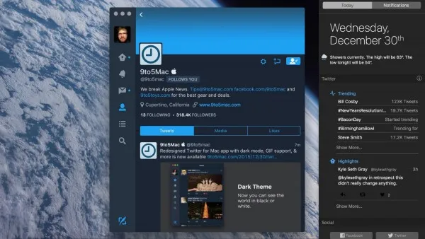 Twitter for Mac如约更新：新增黑夜模式/支持GIF