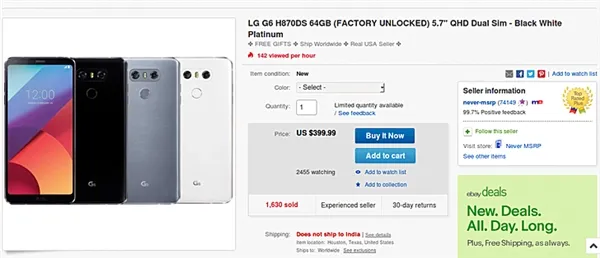 2700元：LG G6售价腰斩！才卖了4个月