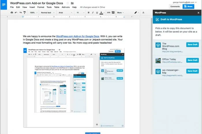 WordPress.com现支持通过Google Docs进行协作编辑