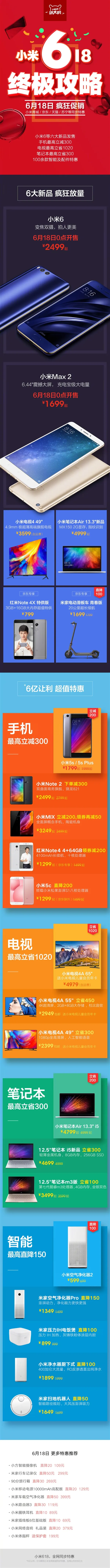 6大新品齐发！小米618大促开启：最高降1020元