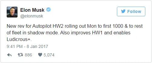 特斯拉即将开测 Autopilot 2：改进 HW1/HW2 和“狂暴模式”