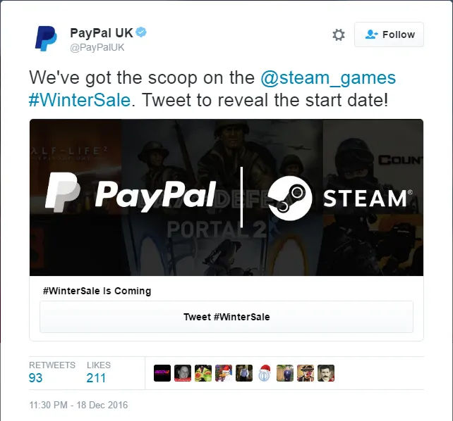 ​PayPal再传捷报，Steam冬季特惠将与本周五凌晨开始