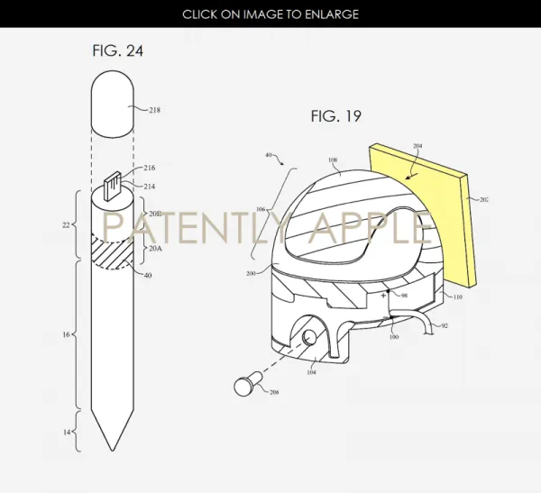 Apple Pencil 新专利： 磁吸在 iPad 上收纳；笔夹设计