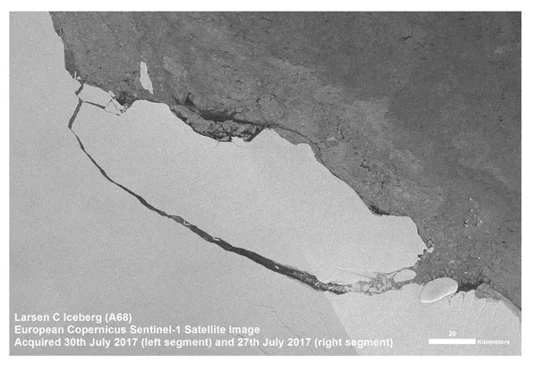 卫星遥拍实录：南极Larsen-C冰架崩裂