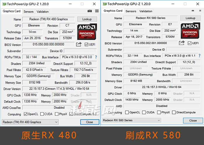 AMD RX 480刷BIOS一秒变RX 580?事实没有你想象中美好