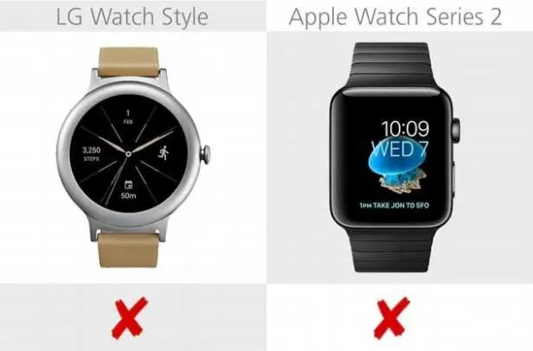 规格参数对比：LG Watch Style VS Apple Watch Series 2