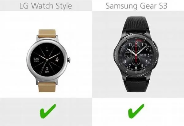 规格参数对比：LG Watch Style VS. 三星 Gear S3