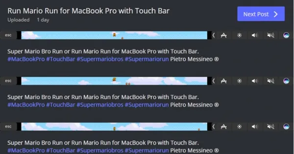脑洞大开！新MacBook Pro最牛用法：Touch Bar上玩马里奥