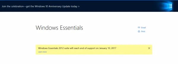 明年1月10日之后无法下载Windows Essentials套装软件