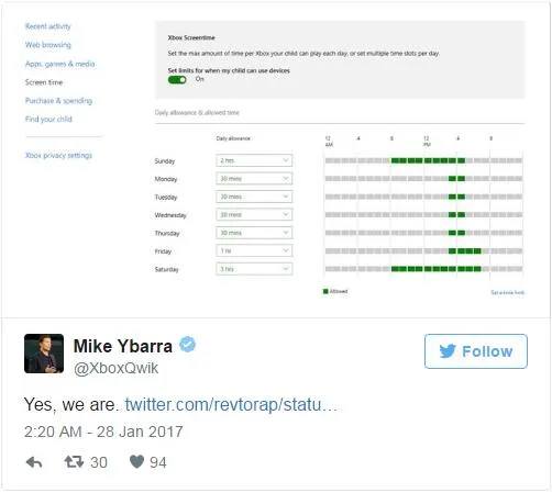 Xbox One 家长控制功能将可严格限制孩子们的游戏时间