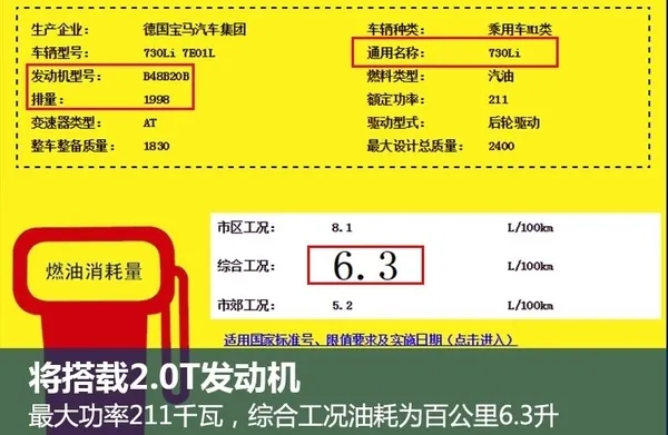 小排量版宝马7系来了 油耗暴降