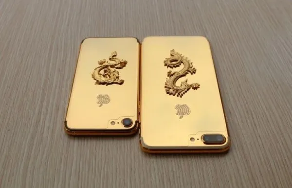 镀金版iPhone 7现身：24K金+金龙+镶钻的logo