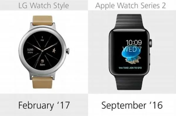 规格参数对比：LG Watch Style VS Apple Watch Series 2