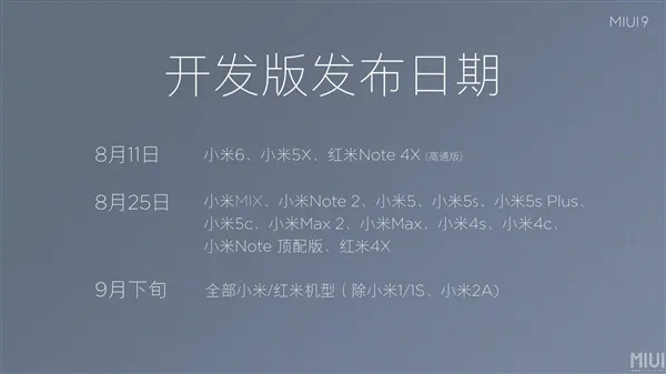 第二波升级MIUI9机型公布！爆款一个不缺