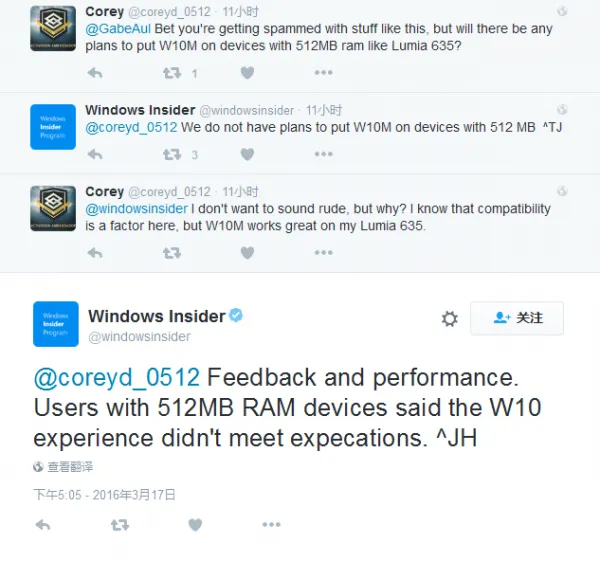 微软：暂无计划为512MB内存WP设备发布Windows 10升级