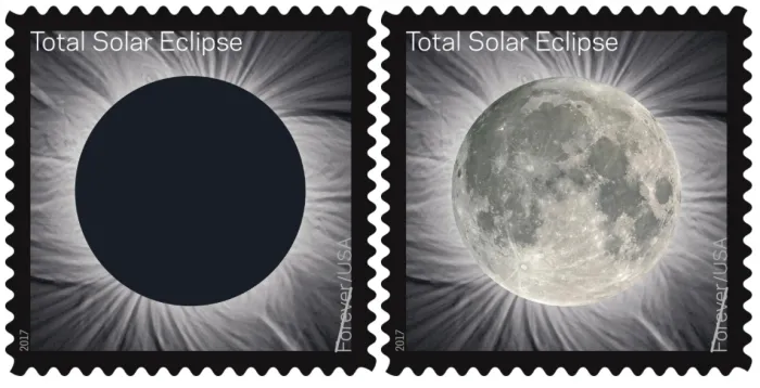 美国邮政推出热敏邮票 手指按压后日全食图案将变成满月图案