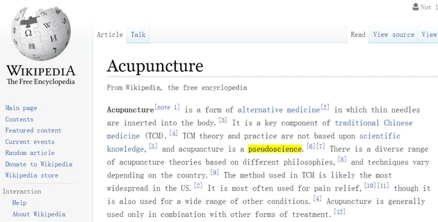 维基百科称针灸是“伪科学” 多国中医师抗议