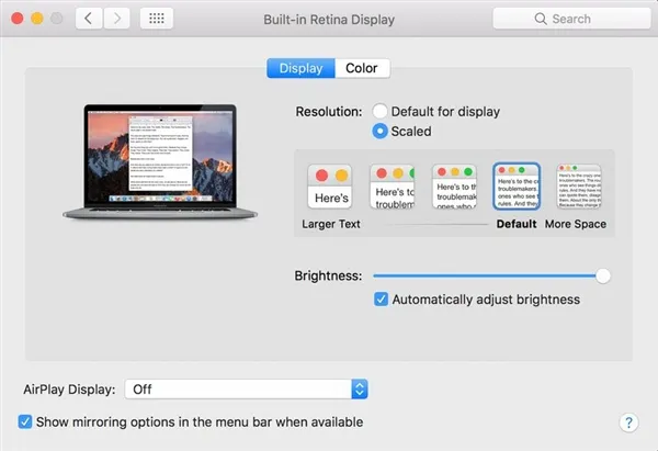 新MacBook Pro默认分辨率竟然这么“坑爹”