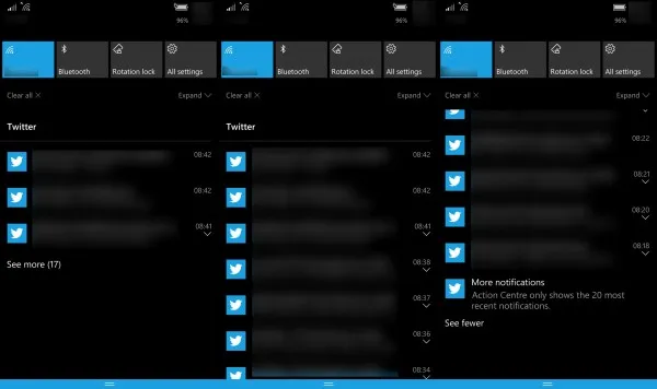 Windows 10 Mobile通知中心又将有新变化：显示更简洁