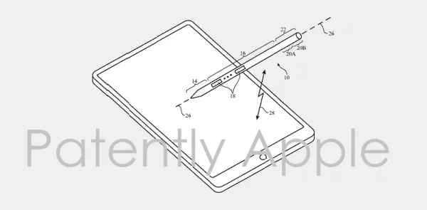 Apple Pencil 新专利： 磁吸在 iPad 上收纳；笔夹设计