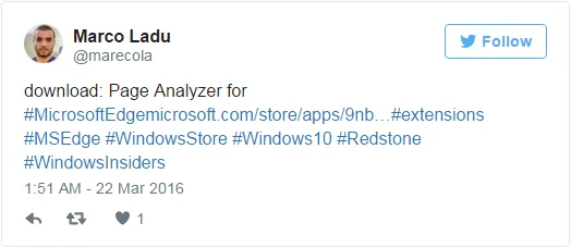 Windows 10 Edge新扩展Page Analyzer已登陆Windows Store
