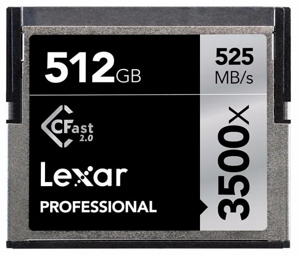 Lexar 发布 512GB 3500x CFast 2.0 存储卡新品: 读速525MB/s