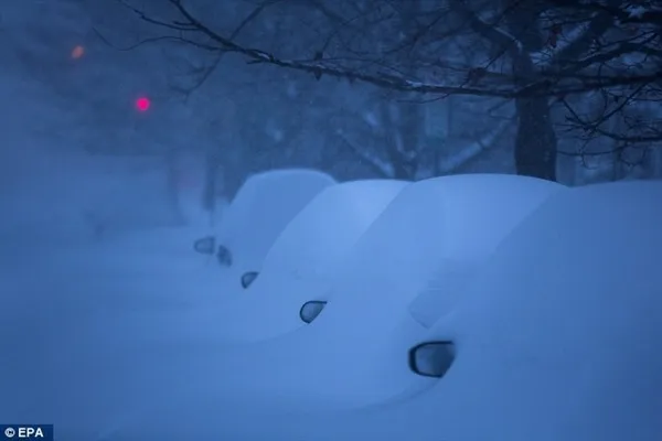 暴风雪袭击美国：积雪过腰 车被“埋”了