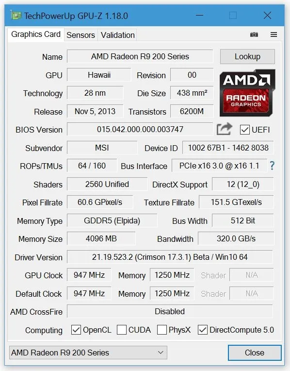 GPU-Z v1.18.0发布：AMD新旗舰卡现身